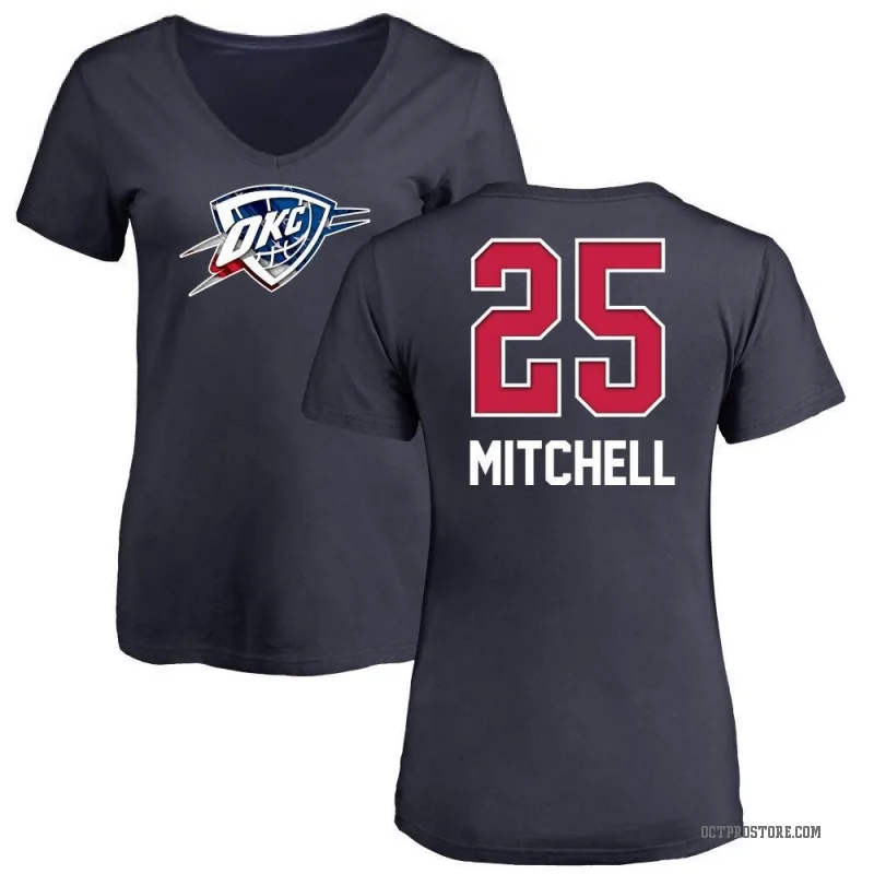 Ajay Mitchell Women's Navy Oklahoma City Thunder Name and Number Banner Wave V-Neck T-Shirt
