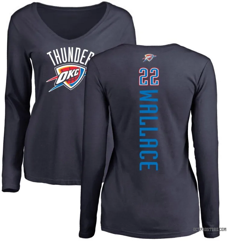 Cason Wallace Women's Navy Oklahoma City Thunder Backer Long Sleeve T-Shirt