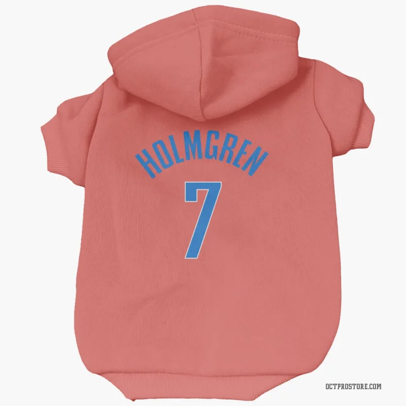 Chet Holmgren  White Oklahoma City Thunder  Cat & Dog Pet Hoodie