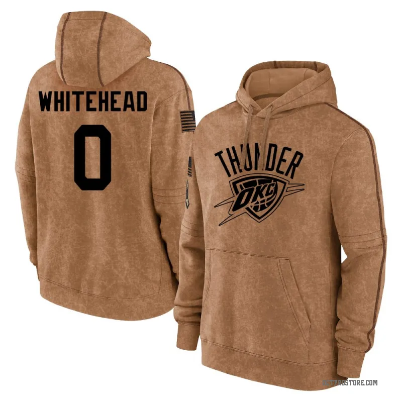Dariq Whitehead Youth White Oklahoma City Thunder Brown 2023 Salute to Service Club Pullover Hoodie