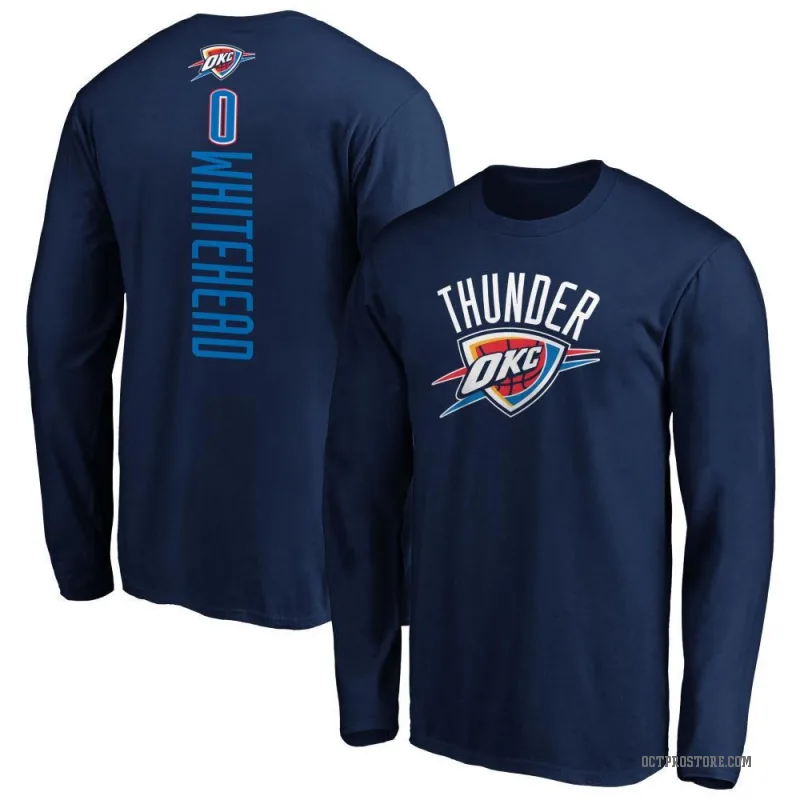 Dariq Whitehead Youth White Oklahoma City Thunder Navy Backer Long Sleeve T-Shirt