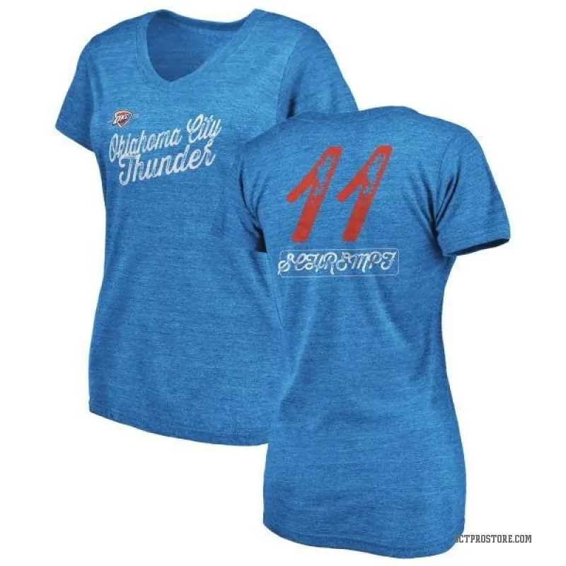 Detlef Schrempf Women's Blue Oklahoma City Thunder Sideline V-Neck T-Shirt