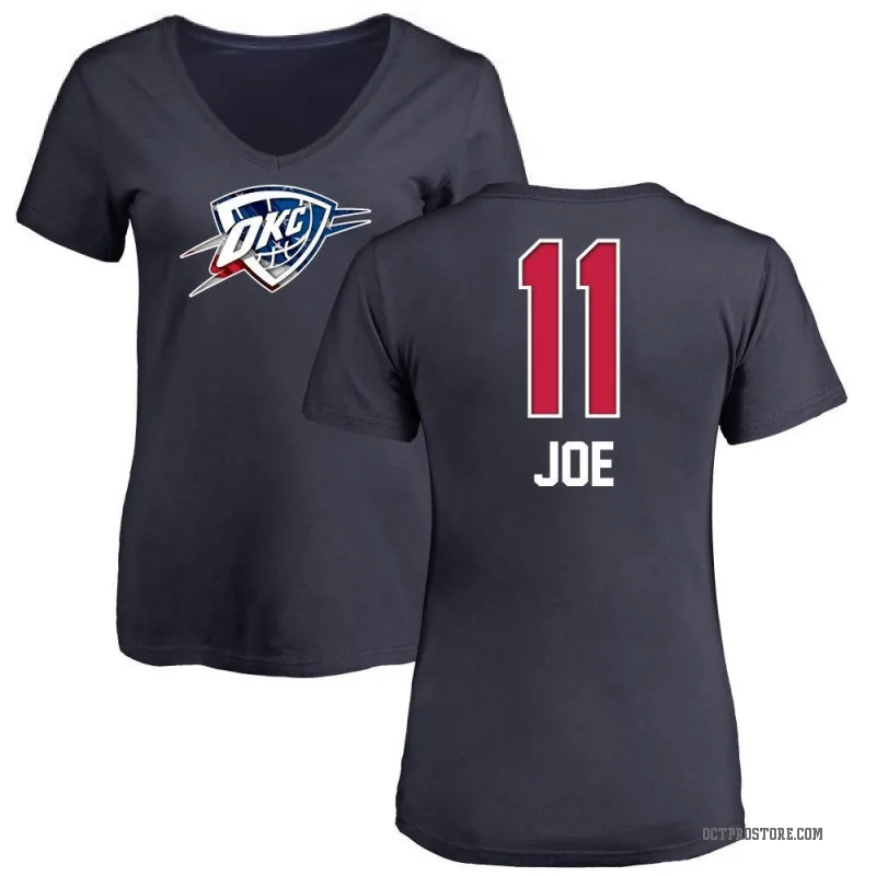 Isaiah Joe Women's Navy Oklahoma City Thunder Name and Number Banner Wave V-Neck T-Shirt