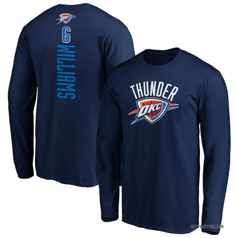Jaylin Williams Men's Navy Oklahoma City Thunder Backer Long Sleeve T-Shirt