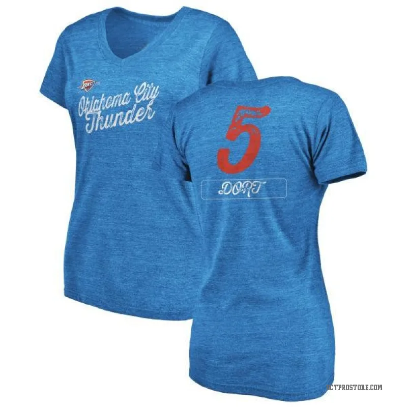 Luguentz Dort Women's Blue Oklahoma City Thunder Sideline V-Neck T-Shirt