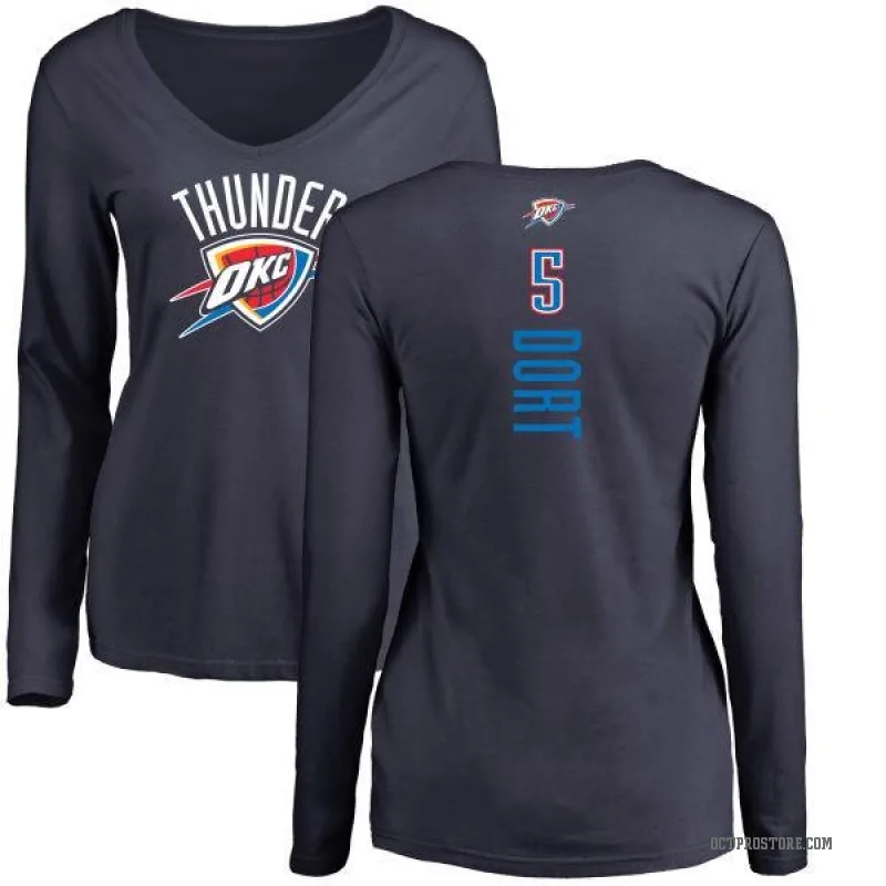 Luguentz Dort Women's Navy Oklahoma City Thunder Backer Long Sleeve T-Shirt
