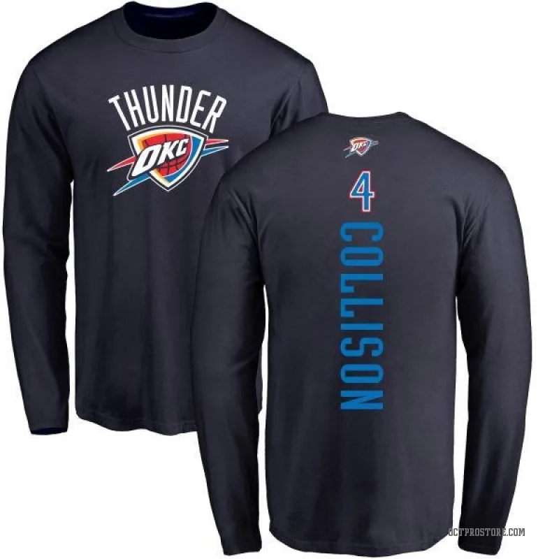 Nick Collison Men's Navy Oklahoma City Thunder Backer Long Sleeve T-Shirt