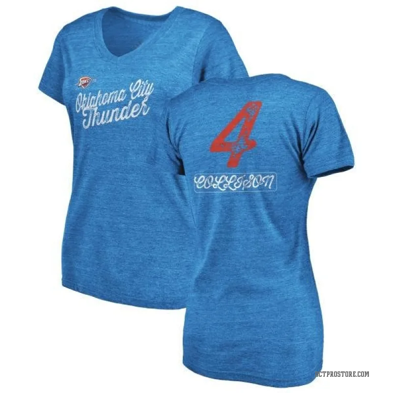 Nick Collison Women's Blue Oklahoma City Thunder Sideline V-Neck T-Shirt