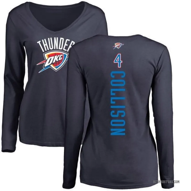 Nick Collison Women's Navy Oklahoma City Thunder Backer Long Sleeve T-Shirt