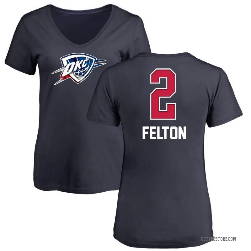 Raymond Felton Women's Navy Oklahoma City Thunder Name and Number Banner Wave V-Neck T-Shirt