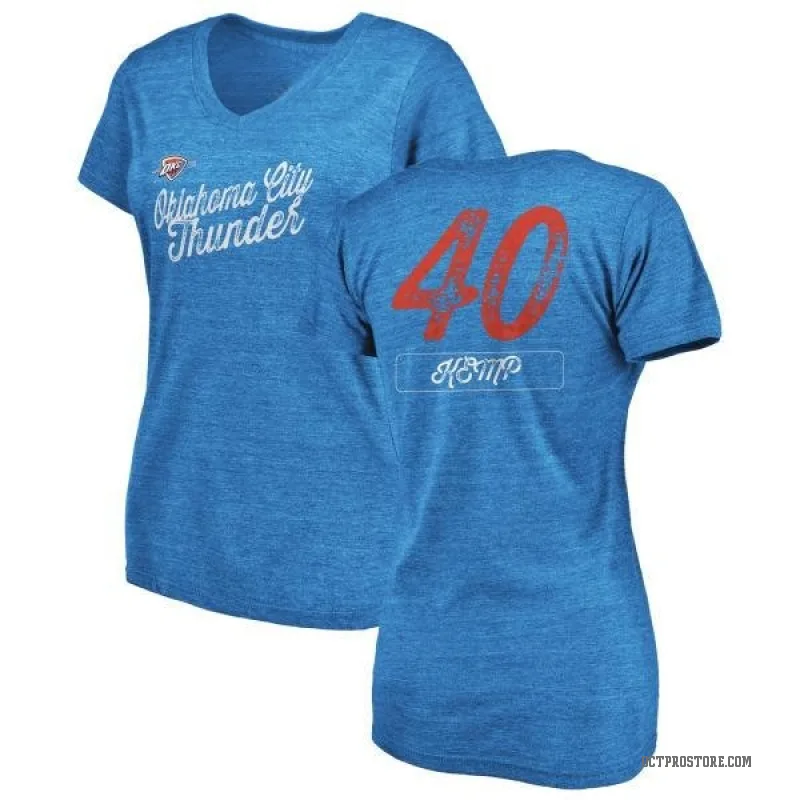 Shawn Kemp Women's Blue Oklahoma City Thunder Sideline V-Neck T-Shirt