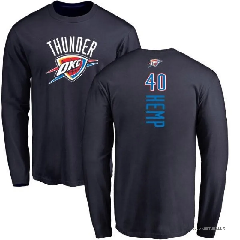 Shawn Kemp Youth Navy Oklahoma City Thunder Backer Long Sleeve T-Shirt